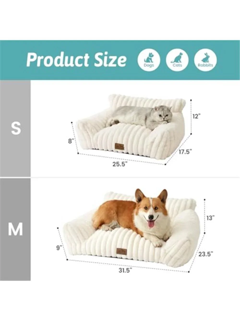Cat Couch Bed Ultra Plush Faux Fur Pet Sofa Small Dog Bed Indoor Calming Lounger